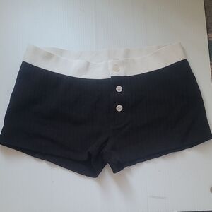 John Galt/Brandy Melville Black Ribbed Buttoned Boyshorts